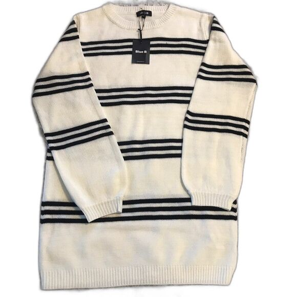 Blue B Sweater black stripe long sleeve crew neck knit size M/L  academia - Picture 1 of 8